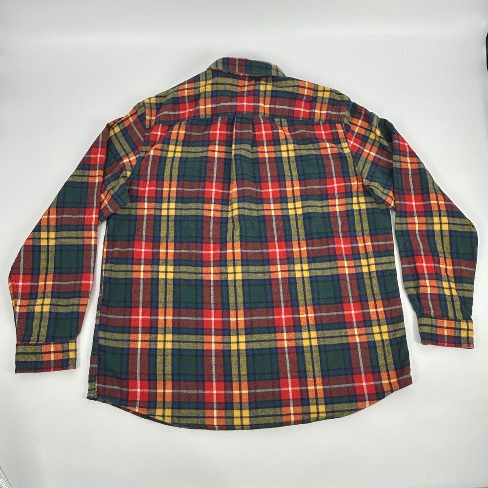 L.L.Bean Scotch Plaid Flannel Shirt Men's‎ L Red Yellow Green Traditional Fit - Picture 3 of 7
